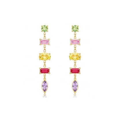 Mchic Dangle Earrings for Women: 18K Gold Plated CZ Drop Earrings Dainty Trendy Hypoallergenic Teardrop Bridal Wedding Style, Sparkly Elegant Dangling Jewelry Gift for Women Bridesmaid Prom Formal - color: Style 5-Gold