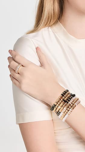 Summer Surfer Heishi Bracelet Set for Women Stackable Gold Plated Clay Ploymer Bead Stretch Pink Beach Layering Bracelets Jewelry - color: A-black&white 7pcs
