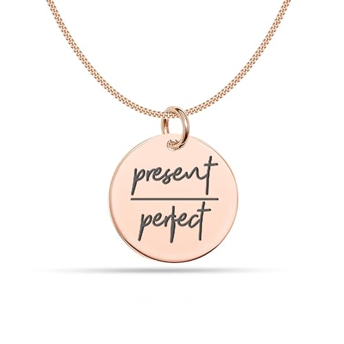 LeCalla 925 Sterling Silver Encouraging Jewelry Gift for Women | Courage, Strength, Believe, Motivational, Inspirational & 3D Bar Necklace | Inspirational Message Pendant Necklace Jewelry - color: Present-Perfect