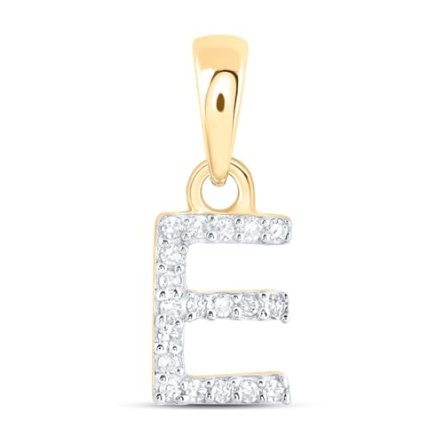 Solid 10K Yellow Gold Real Natural Diamond Womens A-Z Initial Letter Pendant Charm - 1/2 Inch Height - for Necklaces .03 Carat (.03 Cttw) - style: E - 10k Yellow Gold