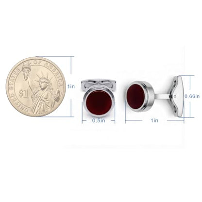 Cufflinks for Men, Stainless Steel Tuxedo Cuff Links Classic | Stainless Steel, 0.5 inch Lead-Free and Nickel-Free, groom Wedding Business Party, Gift for boyfriend Husband father - color: Red