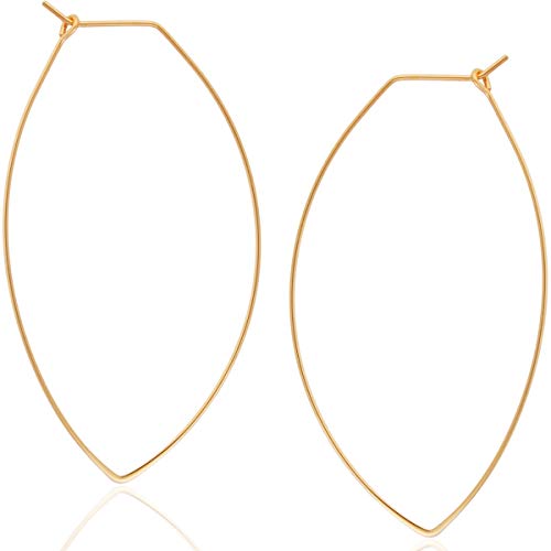 Marquise Large Hoop Earrings for Women | Plated in 18K Gold or 925 Sterling Silver, Hypoallergenic and Safe for Sensitive Ears - color: 2.3" inch - 18K Gold Plated