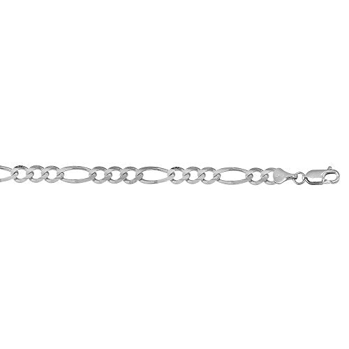 Ritastephens Sterling Silver or Gold Tone Italian 2.1mm Figaro Link Chain Anklet, Bracelet, or Necklace - style: 10" Anklet (Silver)