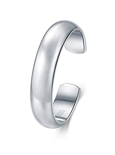 BORUO Toe Rings - 925 Sterling Silver Band Ring - Waterproof 14K Gold Plated Toe Rings - Sterling Silver Rings for Women, 2 mm, 3mm, 4mm - color: 925 Sterling Silver 4mm Toe Ring