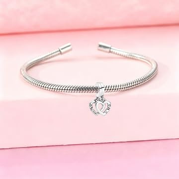 925 Sterling Silver Charms Pendants Mom Heart Dog koi fish Sea Turtle Football Charms for bracelet Pendants Beads Mom Sister Wife Family, Friends, Birthday gifts - style: 2-in-1 Sister Heart Pendant
