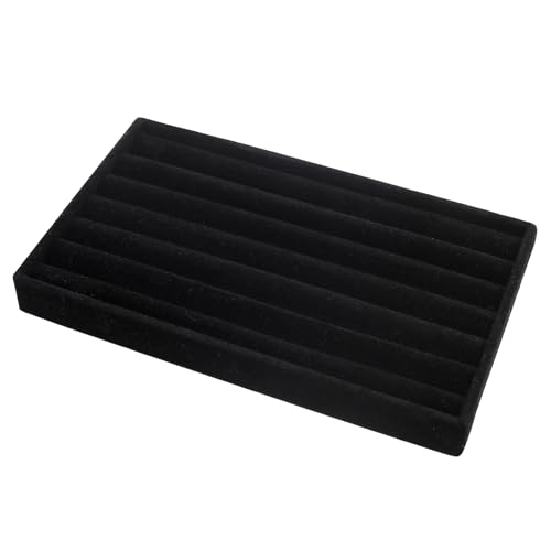 Velvet Jewelry Organizer Tray, Black 8 Rolls | Stackable Jewelry Storage Display Tray for Drawer Dresser Cloest Organizer - color: Black - 8 Rolls