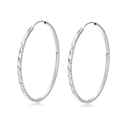 YFN Hoop Earrings Sterling Silver Polished Round Circle Endless Earrings Diameter 20,30,40,50,60,70,80mm - style: Diameter 45mm Hoop Earrings