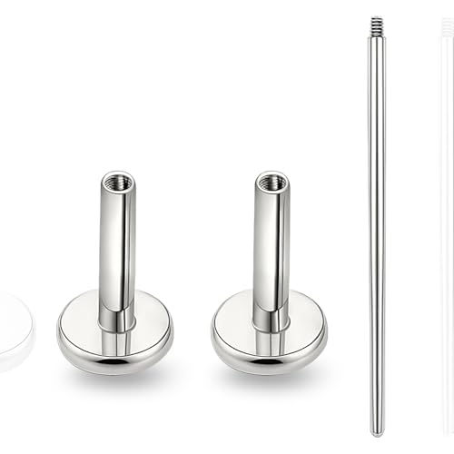limerencia 16G/18G Hypoallergenic Internal Threaded Titanium Bar Post Replacement,Flat Back Stud Earrings Post Medusa Helix Couch Labret Bar for Women Men Sensitive Ears(A Pair) - color: silver tone, size: 16G-7mm