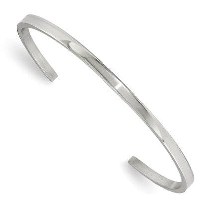 Chisel Polished Cuff Bangle in Stainless Steel, 3mm