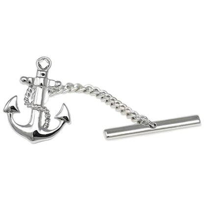 Men’s Tie Tack Tie Pin with Chain – Classic Lapel Pin Accessory for Dress Shirts, Suits & Formal Wear - style: Anchor