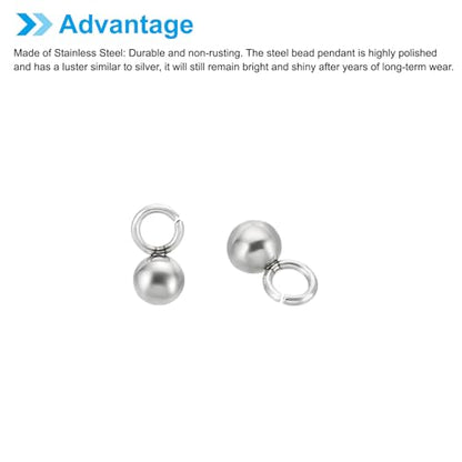 PATIKIL 50pcs Steel Bead Charm, Stainless Steel Ball Bracelet Charm Pendants Metal Round Beads Small Bulk for Jewelry Making - color: Silver Tone, size: 3mm