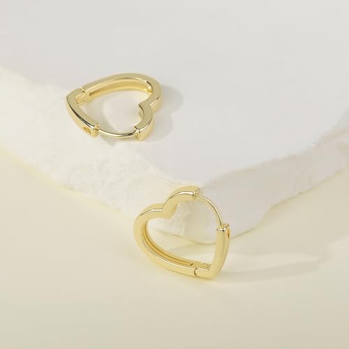 Me&Hz Gold Huggie Earrings Small Huggie Hoop Earrings for Women 14K Gold Plated Hypoallergenic Cubic Zirconia Huggies Mini Silver Hoop Earring for Women - color: Heart, Gold