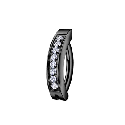 16G Labret Stud, G23 Titanium Vertical Labret Lip Piercing Jewelry, Gold Eyebrow Ring Clicker Belly Button Ring Hoop For Women Men - color: Black, size: 8mm Clear CZ
