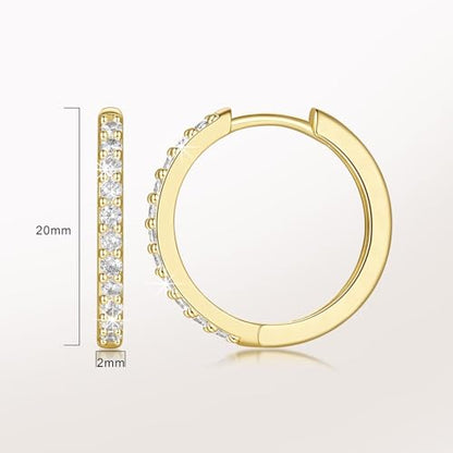 NEARLAND 14K Gold Hoop Earrings for Women 14K Gold Earrings for Women | Small Gold Hoop Earrings for Women Round Cubic Zirconia Lightweight Gold Huggie Hoop Earrings for Women 12/14/16/20/25/30mm - size: 20mm