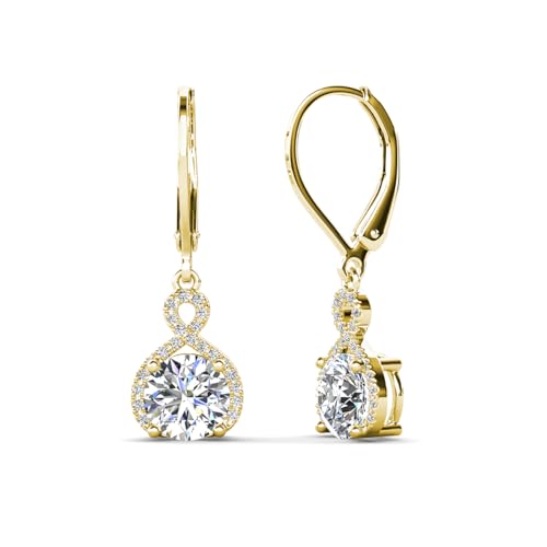 Cate & Chloe Alessandra 18k Gold-Plated Dangle Earrings for Women with Simulated Diamond Crystals | Hypoallergenic Earring Jewelry Gift for Her on Mother’s Day, Birthday, Wedding - color: Yellow Gold