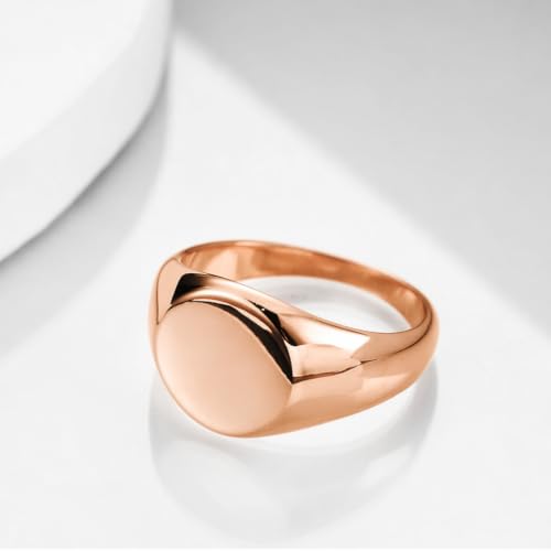 MYNENEY Stainless Steel Round Statement Pinky Signet Rings for Men Women - color: Rose Gold