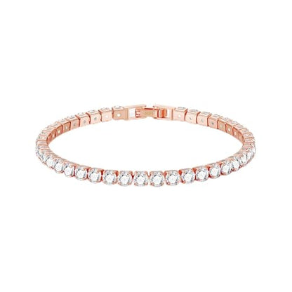 3mm/4mm Cubic Zirconia Classic Tennis Bracelet 14K Gold Plated/Silver Bracelets for Women Size 6.5-7.5 Inch - color: 3mm Rose Gold, size: 18cm/7.0IN