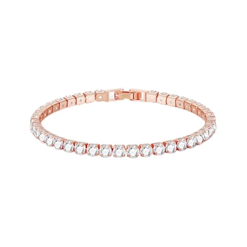3mm/4mm Cubic Zirconia Classic Tennis Bracelet 14K Gold Plated/Silver Bracelets for Women Size 6.5-7.5 Inch - color: 4mm Rose Gold, size: 18cm/7.0IN