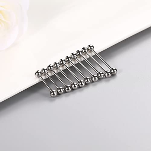 GAGABODY 5 Pairs Nipple & Tongue Rings - 14G Surgical Steel Screw Barbell - Straight, 12mm-20mm - color: Silver