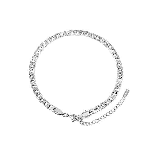 Stainless Steel Chain Ankle Bracelet for Women Adjustable Waterproof Anklet - color: Silver / 5mm Cuban