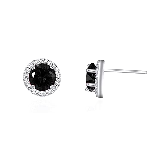 YOQUCOL Bright 8MM,10MM Cubic Zirconia Crystal Stud Earrings Round Pierced Earrings For Women - color: 8MM-Black