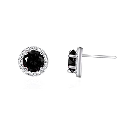 YOQUCOL Bright 8MM,10MM Cubic Zirconia Crystal Stud Earrings Round Pierced Earrings For Women - color: 8MM-Black