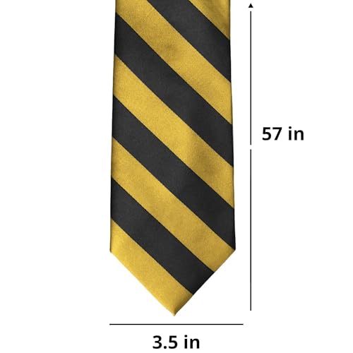 tiemart Men's Striped Tie Standard Length - color: Black and Gold