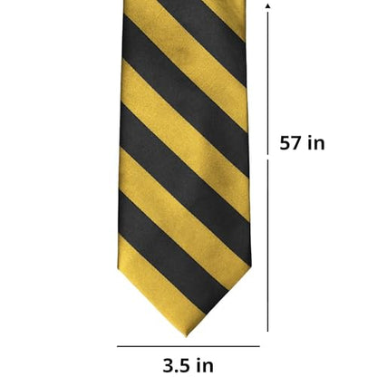 tiemart Men's Striped Tie Standard Length - color: Black and Gold
