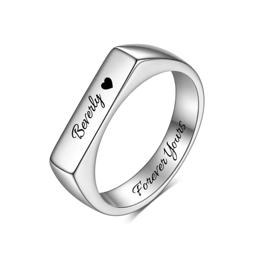 Custom Ring for Women 925 Sterling Silver Name Rings Personalized Initial Ring Engraved Stackable Letter Ring Christmas Birthday Gifts For Mom Grandma Sisters Girlfriend - color: Style 3-Rose Gold