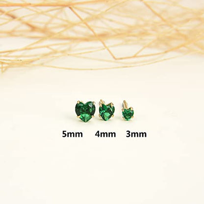 12 Pairs 18K Gold Plated Surgical Stainless Steel Stud Earrings, Star Heart Square Stud Earring for Women, Cubic Zirconia Birthstone Stud Earrings Set - color: Gold heart 5mm