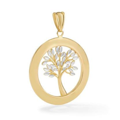 Amanda Rose Collection 14K Two-Tone Solid Gold Tree of Life Pendant