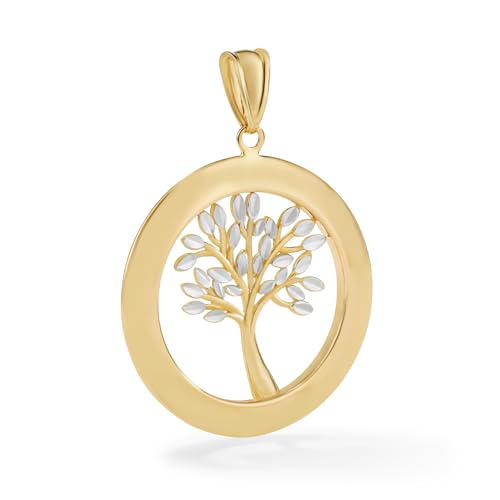 Amanda Rose Collection 14K Two-Tone Solid Gold Tree of Life Pendant