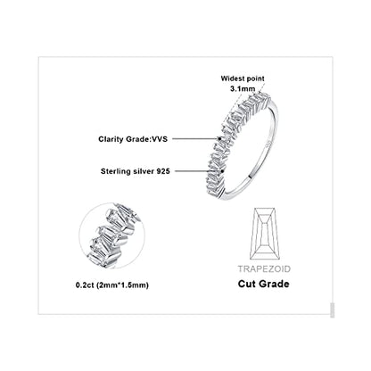 JewelryPalace Princess Emerald Cut CZ Stackable Wedding Ring Eternity Bands for Women, Cubic Zirconia 925 Sterling Silver 14k Yellow Rose Gold Plated Promise Ring for Her, 4pc Anniversary Ring Sets - color: Q-1Pc-Trapezoid Cut-Sterling Silver