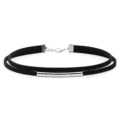 Fesciory Black Necklaces for Women, Adjustable Layered Velvet Leather Lace Collar Necklace, Goth Jewelry Gifts. - color: Tube