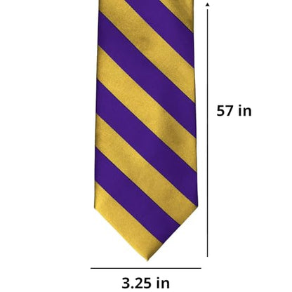 tiemart Men's Striped Tie Standard Length - color: Dark Purple and Gold