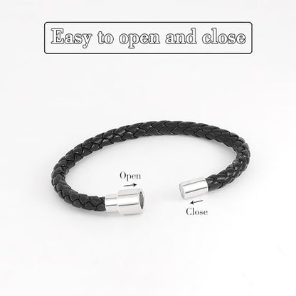6-12PCS Braided Faux Leather Bracelet Punk Cuff Wrap Bracelets for Men Women Adjustable - color: E2:5PCS
