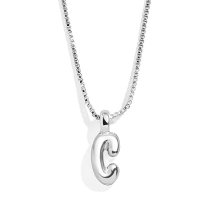 BaubleBar Gold-Plated Initial Necklace - Bubble or Signature Letter Pendant, 17-Inch Chain Necklace with Lobster Clasp, Fashion Jewelry, Perfect Personalized Gift for Women - color: C