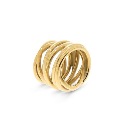 Hey Harper Gold Ring for Women - Gold Plated Stacking Waterproof & Sweatproof Jewerly Ring - Everday Non Tarnish Cute Fashion Circle Rings - style: Wire Ring