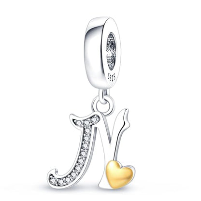 HappyStar Sterling Silver Letter Charms for Bracelets Alphabet Initial Dangle Charms Bead fit Pandora Bracelets Jewelry Gifts for Women - color: Letter charms N