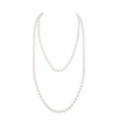 Long Pearl Necklaces for Women Faux Pearl Strand Necklace Statement Beaded Necklaces 1920s Gatsby Costume Jewelry - color: Ivory