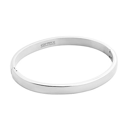 Women's Stackable Bangle Bracelet Hinged Oval-Shape - color: Silver, size: Medium 6.75"Inches