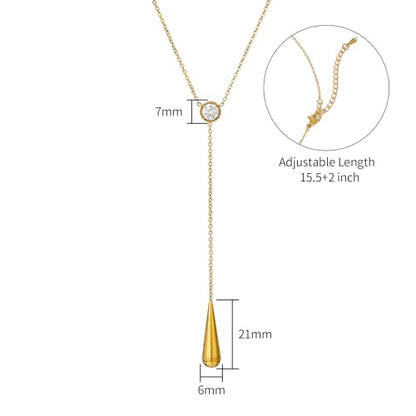 Emerald Cut Y Shaped Necklace for Women 18K Gold Plated Double Layered Y Lariat Necklace Jewelry Gift - color: Style10-White