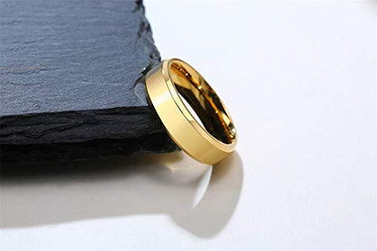 VNOX Customize Personalized Name Date Stainless Steel Simple Polished Finish Wedding Band Engagement Rings for Men Women,Size 6 - color: 6MM-Gold Plated-Customize