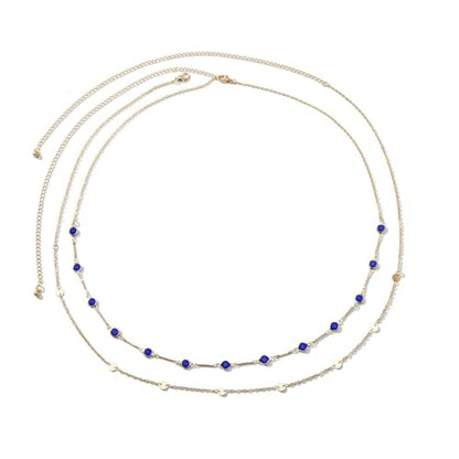 Sexy Multi-Layered Waist Chain Bikini Bead Belly Chain Summer Sequin Waist Chain Beach Crystal Waist Body Chain for Women - color: Blue