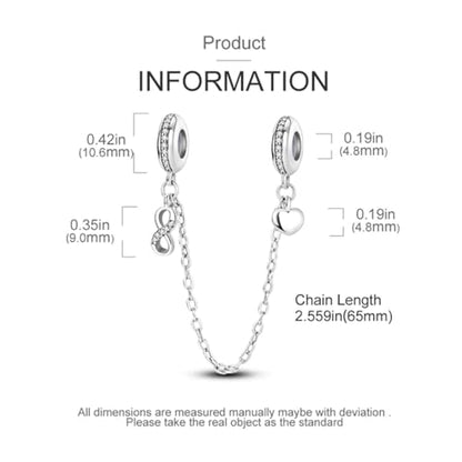 Heart Charm Clip Lock Spacer Stopper Charm Bead Bracelet 925 Sterling Silver Charms Safety Chain for Pandora Bracelets - color: Love Clip beads KTC849