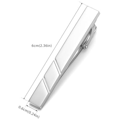 HONEY BEAR 1.97" 2.12" 2.36" Standard Tie Clip for Men Business Wedding | Classic Minimalist, Steel-Plated Copper Base, Gift-Boxed, Thickened, Rounded Corners, Easy to Slide On, No Snag or Wrinkle - style: Shinny Silver 6cm