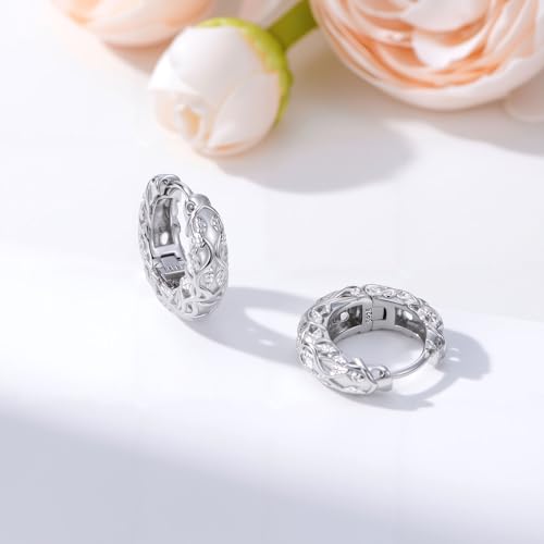 925 Sterling Silver Hollow Hoop Earrings for Women, Simple and Retro Style, Jewelry Gifts for Valentine's Day, Mother's Day, And Birthdays - style: Style 2