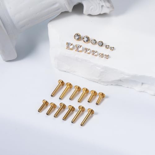 14G Lip Rings Stainless Steel Tragus Helix Conch Piercing Jewelry Snake Bite Piercing Monroe Lip Rings Labret Medusa Cartilage Lobe Earrings Piercing Jewelry Cubic Zirconia 2MM 3MM 4MM - color: 6MM 8MM 10MM-Gold,2mm/3mm/4mm
