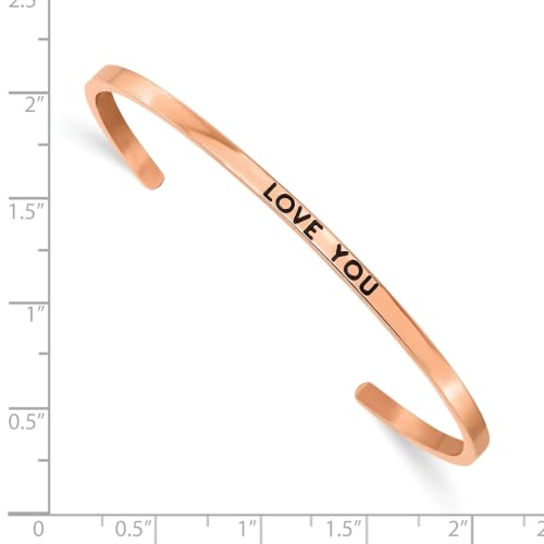 Chisel Love You Crystal Cuff Bangle in Rose-Tone Stainless Steel