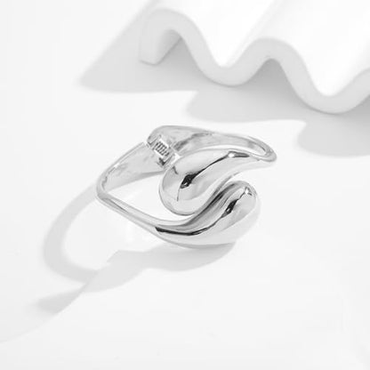 Chunky Gold Bangle Bracelets for Women Trendy Wide Hinged Open Cuff Bangle Bracelet Boho Thick Statement Gold Bracelets Am Cuff Wist Bracelets - color: Teardrop Bangle-White gold